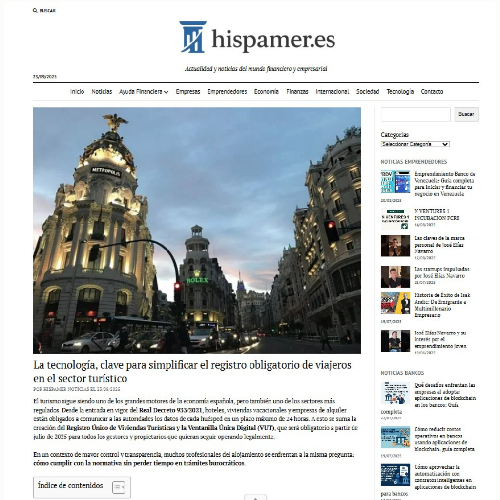 Artículo en Hispamer.es sobre seshospedajes.es